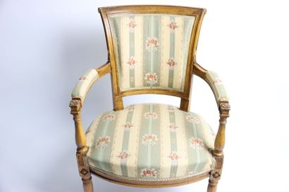 Pair of armchairs with reversed backs, in...