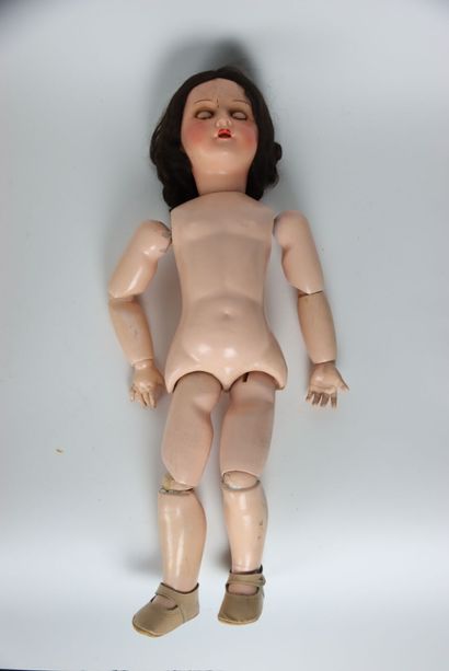UNIS FRANCE. Poupée, tête en biscuit, bouche...