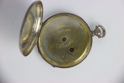 Silver pocket watch. Roman numerals. Gross...