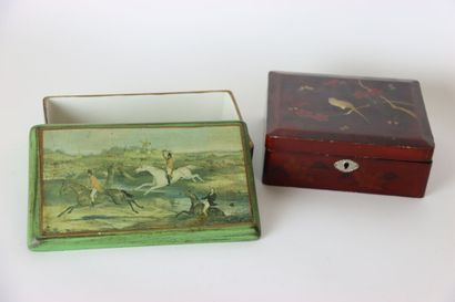 Meeting of boxes including a hard stone box,...