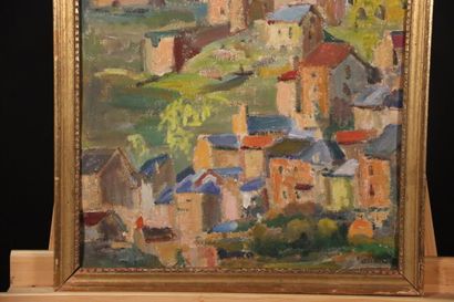 École du XXe siècle. Paysage d'un château...