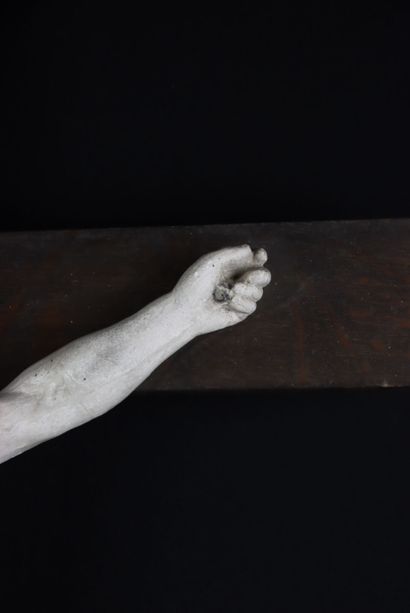Crucifix with Christ in plaster and cross...