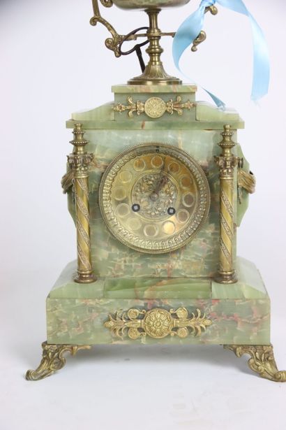 Marble mantel set with ormolu ornaments including...
