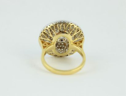 Bague en or jaune et gris 18K (750/1000)...