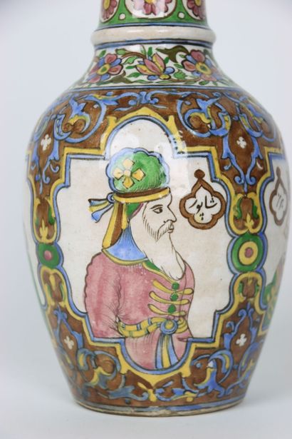 IRAN. Polychrome ceramic vase with decorations...