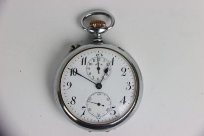 Pocket watch in silver plated metal. Arabic...