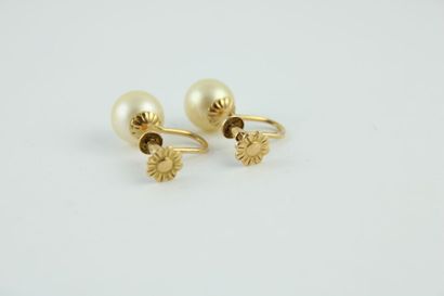 Paire de boucle d'oreille en or jaune 18K...