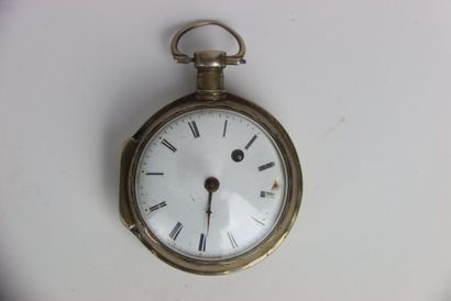 Pocket watch in silver, curved glass. Roman...