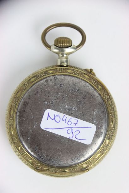 Pocket watch in metal. Arabic numerals. Gross...