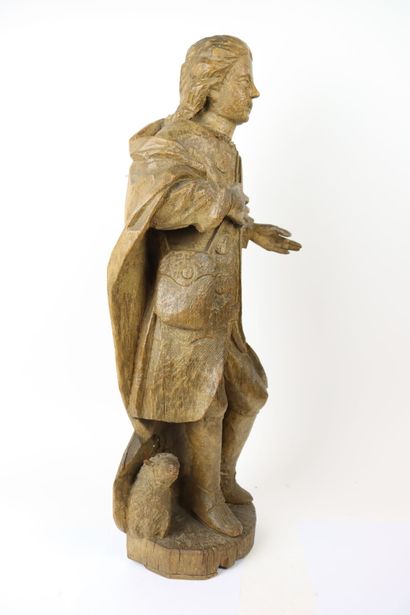 Saint personnage en bois sculpté, dos ébauché....