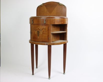 Table de chevet en bois de placage ouvrant...