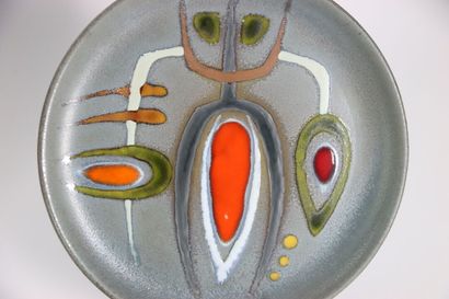 TREVOUX Guy (1920-2011). Seven round enamelled...