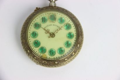Pocket watch in metal. Arabic numerals. Gross...