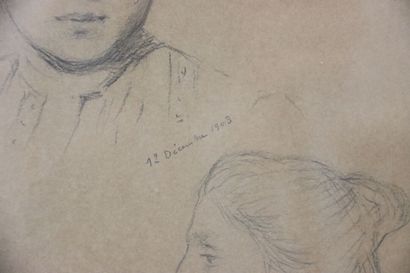 Réunion de dessins comprenant :
- Homme pensif,...
