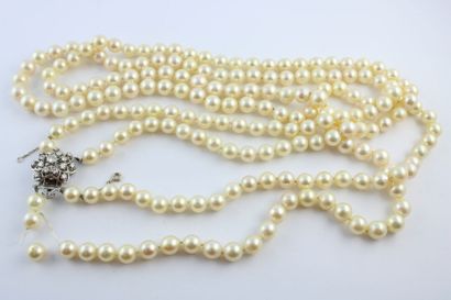 Necklace made of cultured pearls with two...