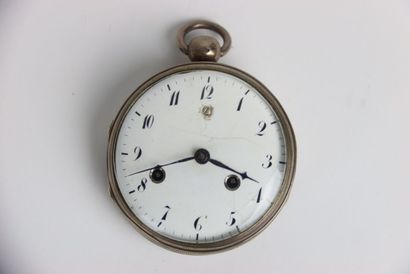 Pocket watch and silver case. Arabic numerals....