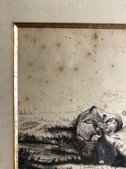 L. FLABAUT (?), troupeau de brebis Signé...