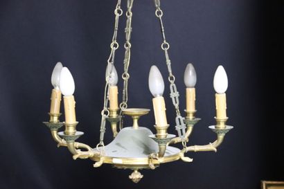 Bronze chandelier with six arms of light...