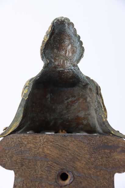 Blackened wood and gilded bronze wall bracket,...