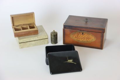 Meeting of boxes including a hard stone box,...