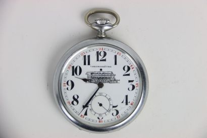 Pocket watch in silver plated metal. Arabic...