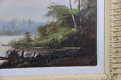 École du XXe siècle. Paysage de rivière,...