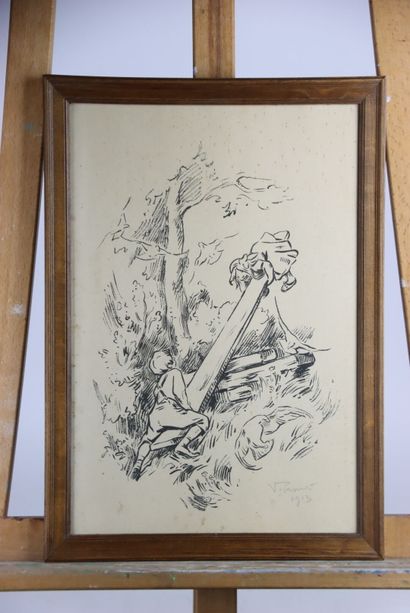 Victor PROUVÉ (1858-1943), Deux enfants sur...