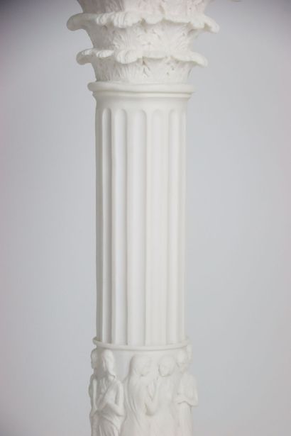 Fluted column on pedestal in the Greek style,...