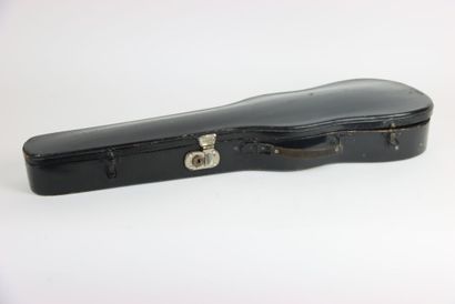 Study violin in its case. A bow is attached...