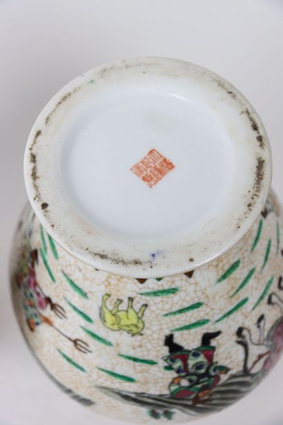 ASIA, Pair of large covered pots on pedestal...