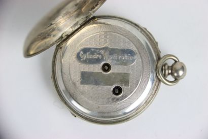 Silver pocket watch. Roman numerals for the...