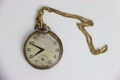 Pocket watch and its chain in vermeil, Arabic...
