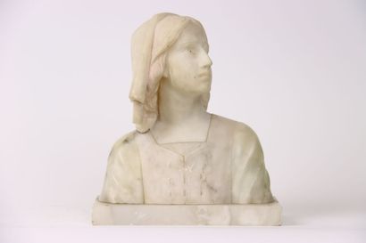 Bust of Joan of Arc in marble and alabaster,...