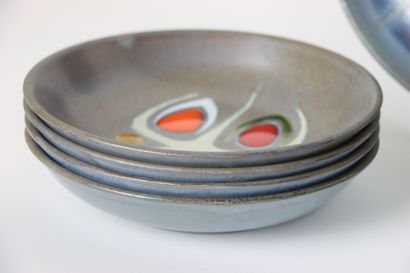 TREVOUX Guy (1920-2011). Seven round enamelled...