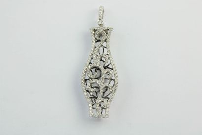 Pendentif de style art déco en or gris 18K...