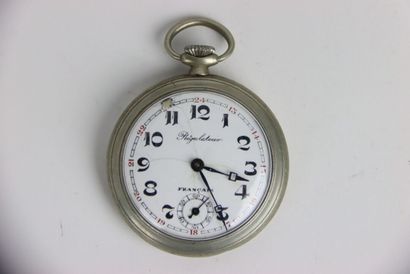 Silver pocket watch. Arabic numerals. Gross...