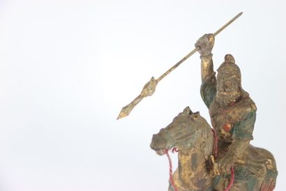 ASIA, pair of soldiers on horseback, gilded...