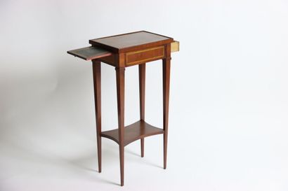 Wooden game table inlaid with checkerboard...