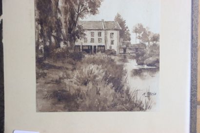 Réunion d'un dessin Signé en bas à gauche,...
