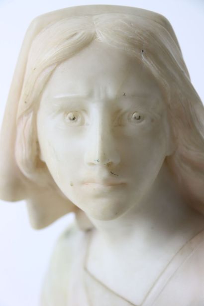 Bust of Joan of Arc in marble and alabaster,...