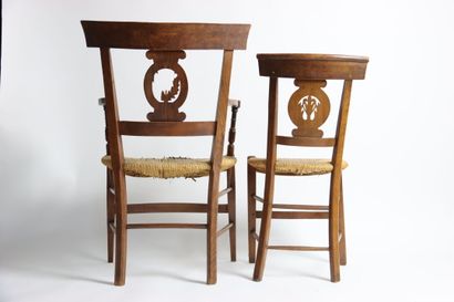 Meeting of an armchair and a chair in beech...