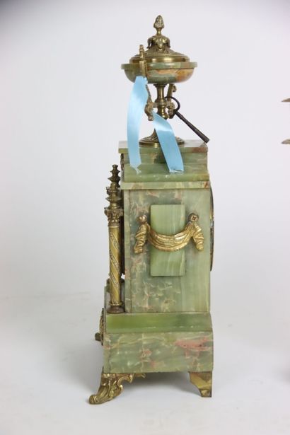 Marble mantel set with ormolu ornaments including...