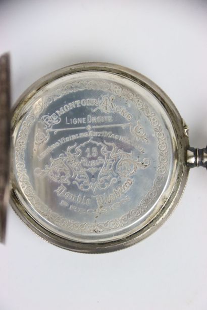 Silver pocket watch. Arabic numerals. Gross...