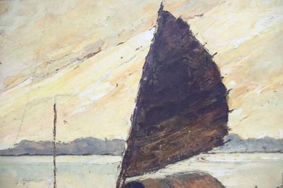HENRI MEGE (1904-1984). Jonque at a standstill....