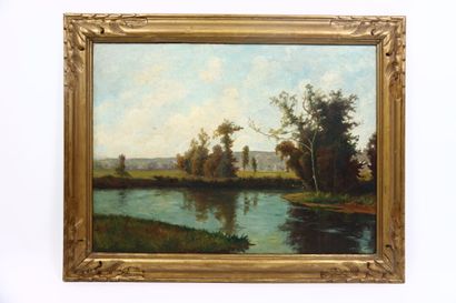 Léon BAROTTE (1866-1933). Lake landscape....