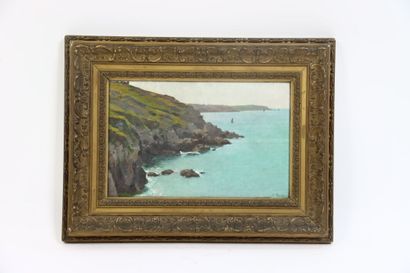 L.FUCHS (19th). Seaside landscape. Oil on...