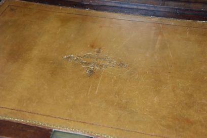 Mahogany veneered desk with brass scrapers,...