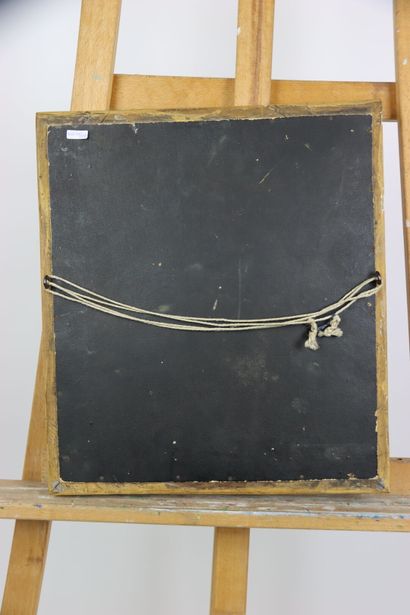 Carved and gilded wood mirror with foliage...