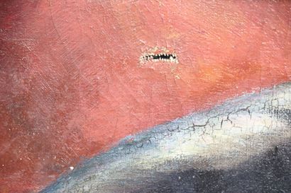 Richard (20th). Nude with blue drape. Oil...