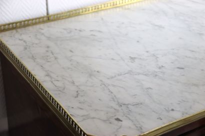 Veneered chest of drawers, marble top surrounded...